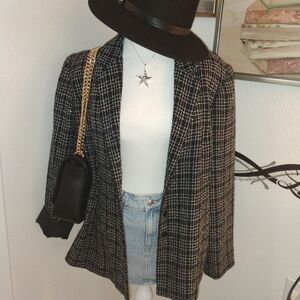 Sag Harbor Black and Multicolor Tweed Blazer